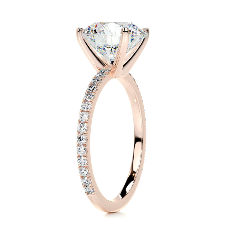 Stella Round Moissanite & Diamonds Ring Moissanite 14K Rose 2 Carat Round#material_14k-rose