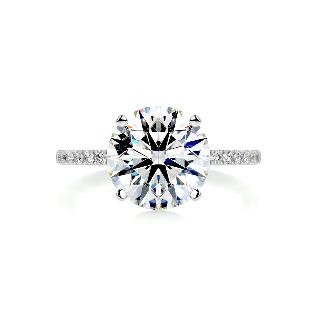 Stella Round Moissanite & Diamonds Ring Moissanite 14K White 1 Carat Round#material_14k-white