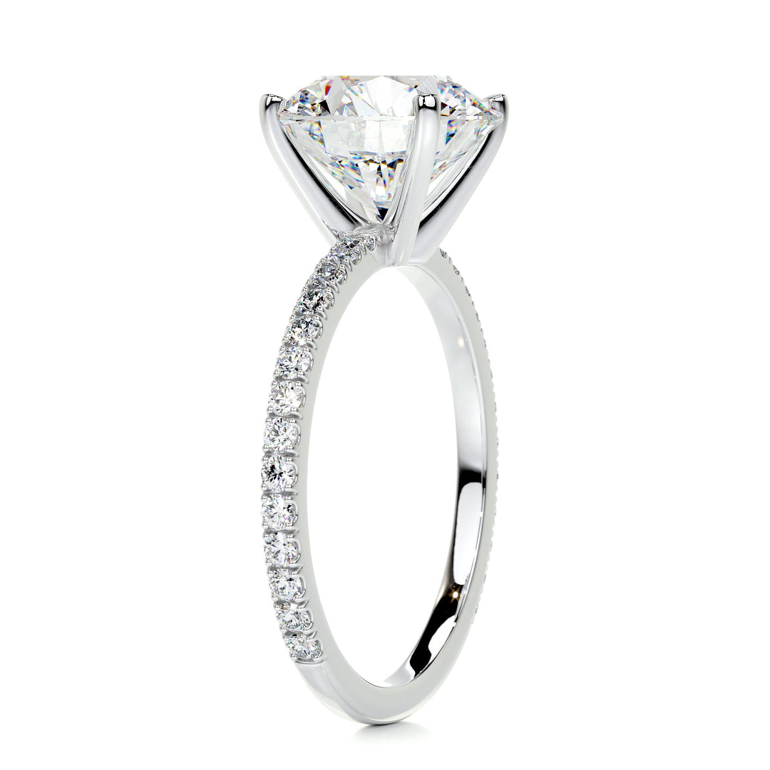 Stella Round Moissanite & Diamonds Ring Moissanite 14K White 2 Carat Round#material_14k-white