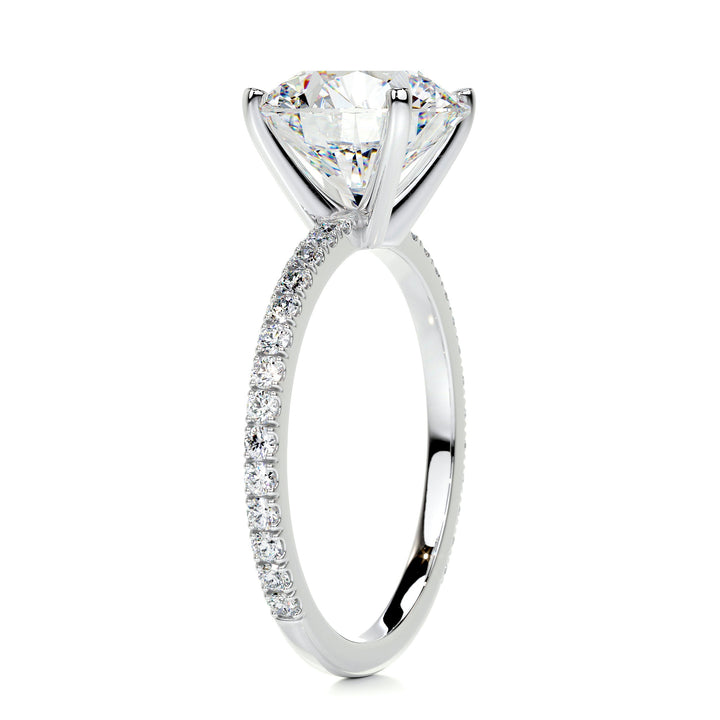 Stella Round Moissanite & Diamonds Ring Moissanite 18K White 2 Carat Round#material_18k-white