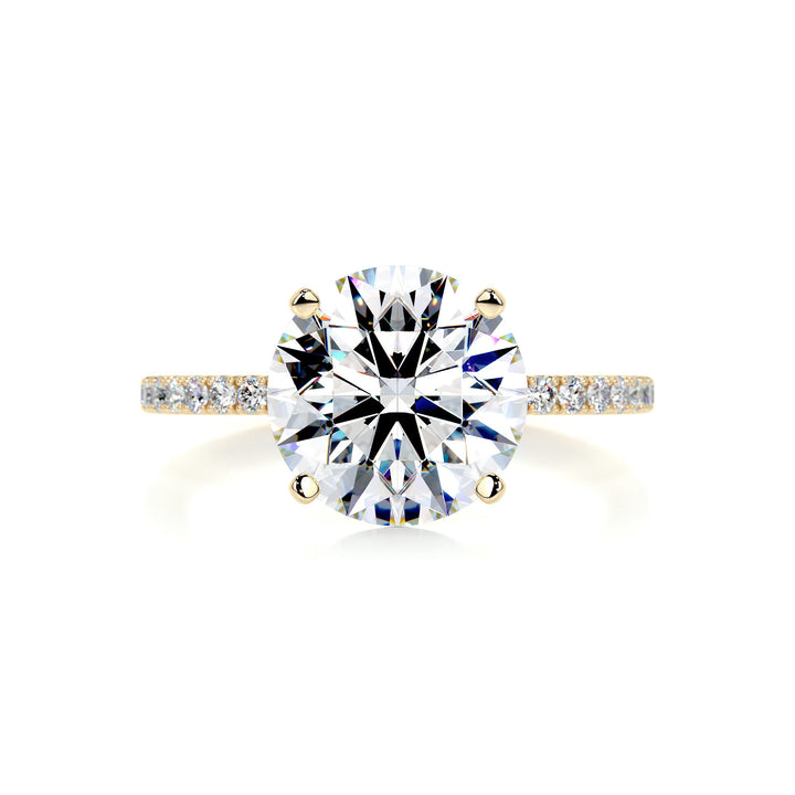 Stella Round Moissanite & Diamonds Ring Moissanite 18K Gold 1 Carat Round#material_18k-gold