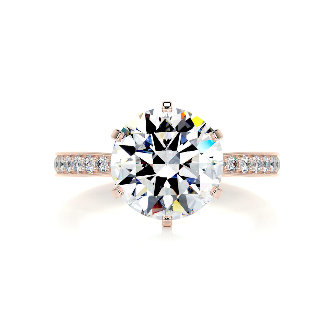 Synan Moissanite & Diamonds Ring Moissanite 14K Rose 1 Carat Round#material_14k-rose