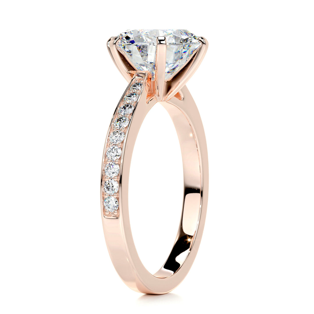 Synan Moissanite & Diamonds Ring Moissanite 14K Rose 2 Carat Round#material_14k-rose