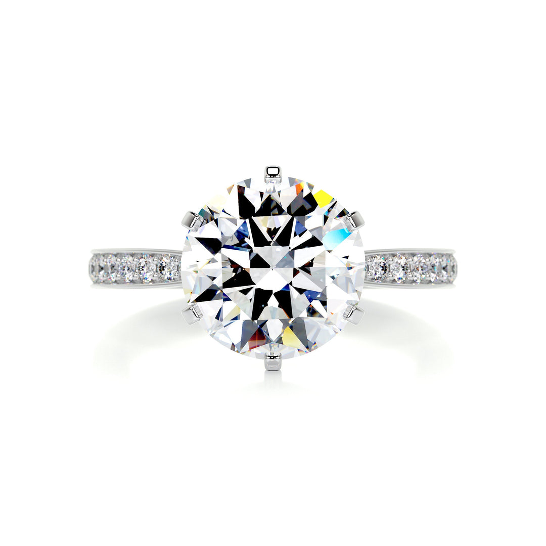 Synan Moissanite & Diamonds Ring Moissanite 14K White 1 Carat Round#material_14k-white