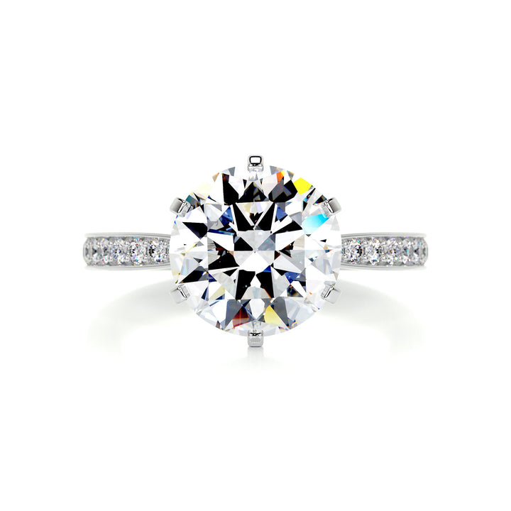 Synan Moissanite & Diamonds Ring Moissanite 14K White 1 Carat Round#material_14k-white