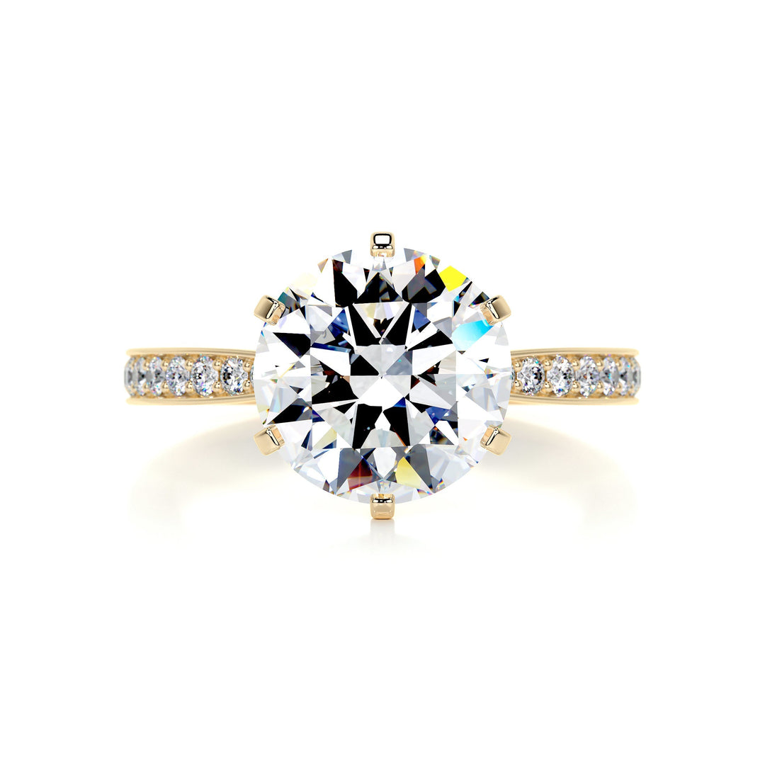 Synan Moissanite & Diamonds Ring Moissanite 18K Gold 1 Carat Round#material_18k-gold