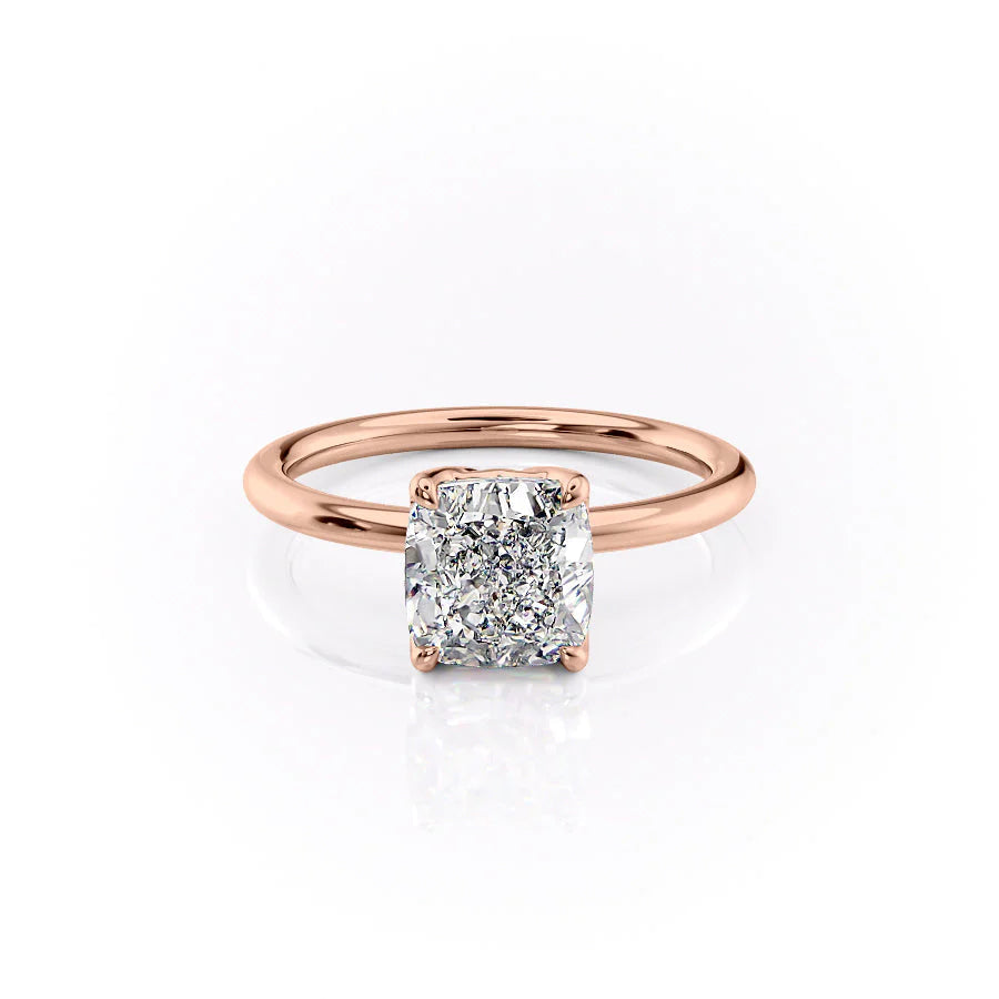 The Abby Set With Cushion Solitaire Lab Diamond 1 Carat 14K Rose#material_14k-rose