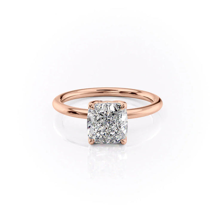 The Abby Set With Cushion Solitaire Lab Diamond 1 Carat 14K Rose#material_14k-rose