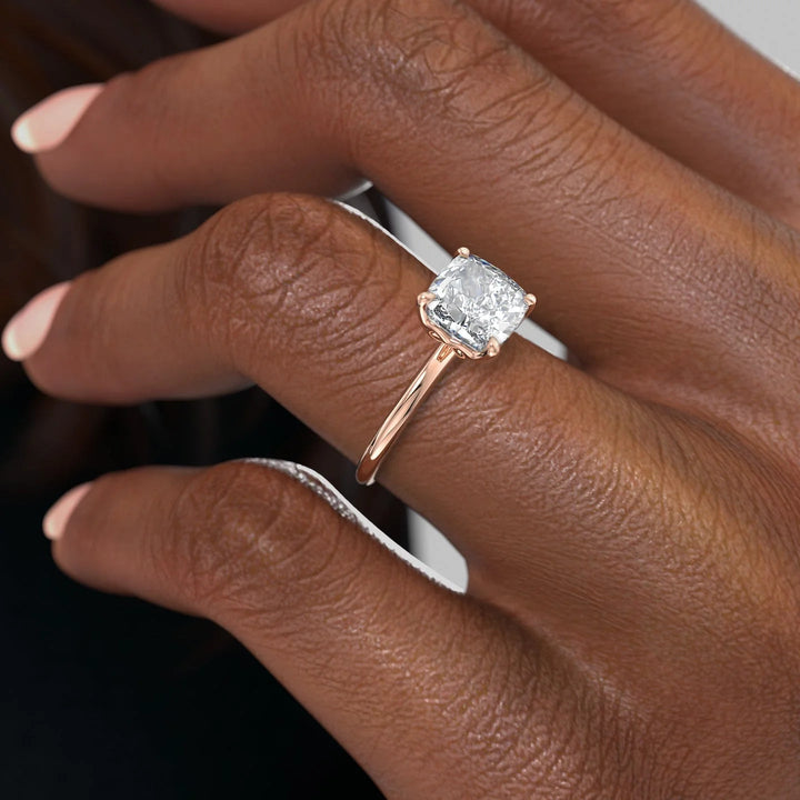 The Abby Set With Cushion Solitaire Moissanite#material_14k-rose