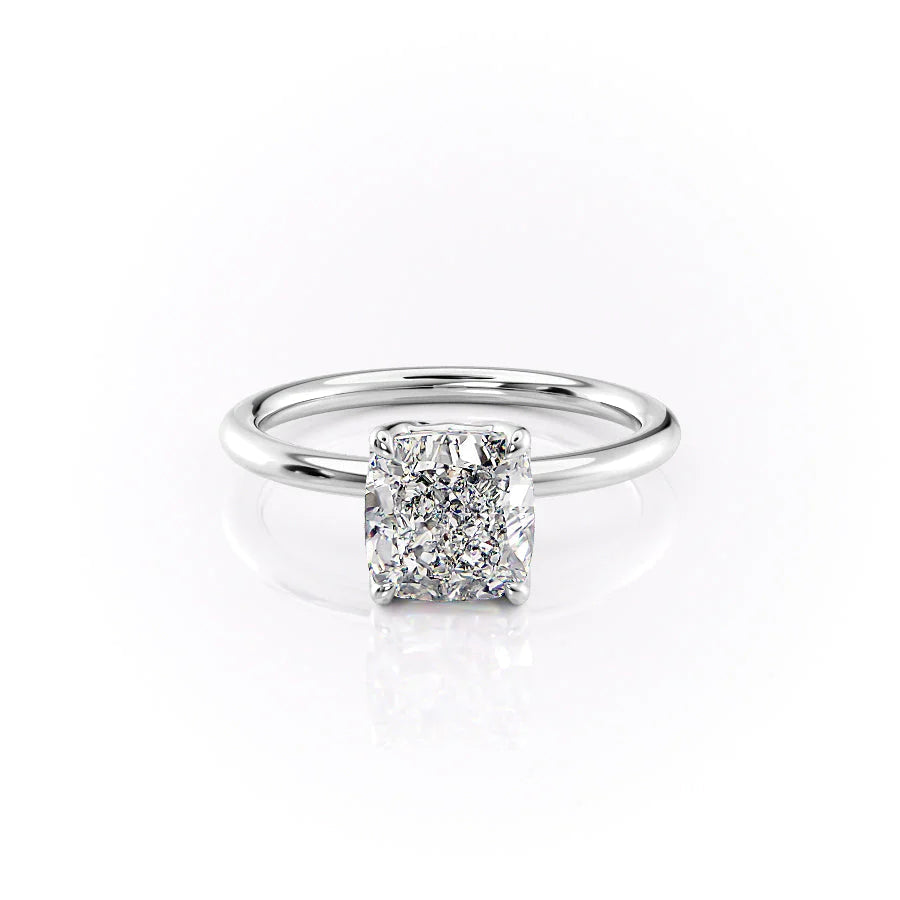 The Abby Set With Cushion Solitaire Lab Diamond 1 Carat 14K White#material_14k-white