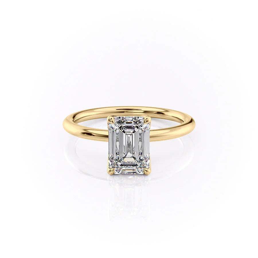 The Abby Set With Emerald Solitaire Moissanite#material_14k-gold