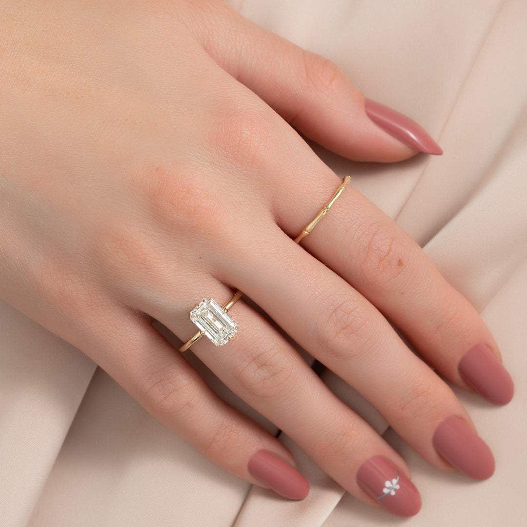 The Abby Emerald Lab Diamond Moissanite Engagement Ring