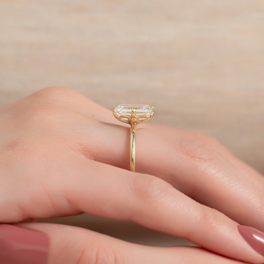 The Abby Emerald Lab Diamond Moissanite Engagement Ring