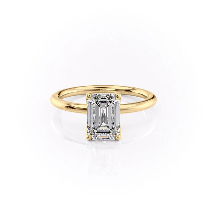The Abby Set With Emerald Solitaire Lab Diamond 1 Carat 14K Gold#material_gold