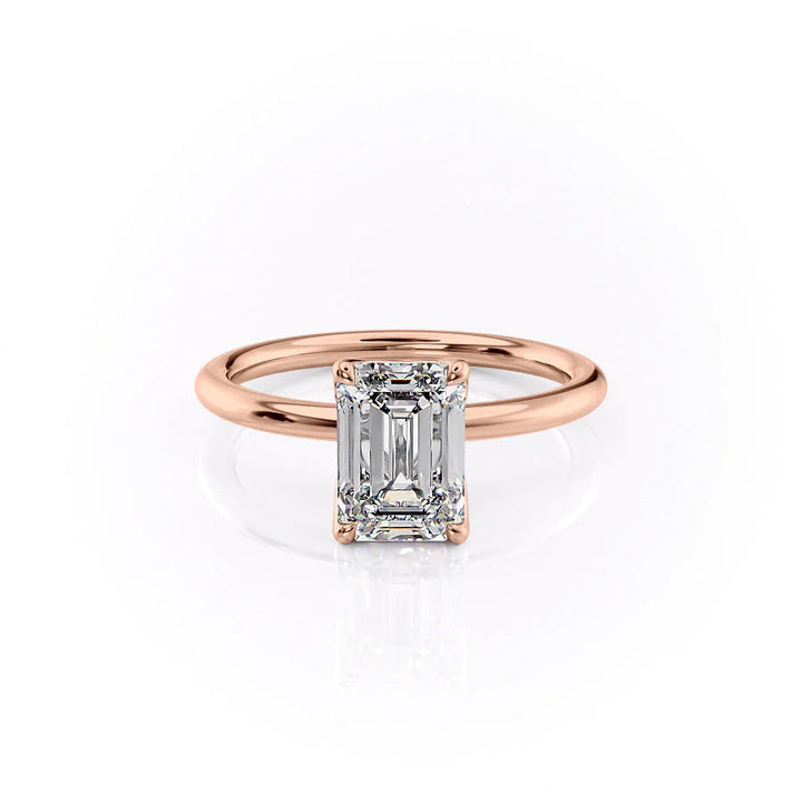 The Abby Set With Emerald Solitaire Lab Diamond 1 Carat 14K Rose#material_rose