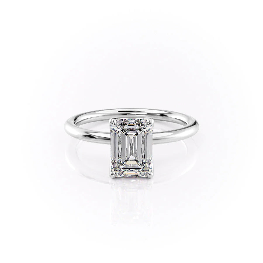 The Abby Set With Emerald Solitaire Lab Diamond 1 Carat 14K White#material_white
