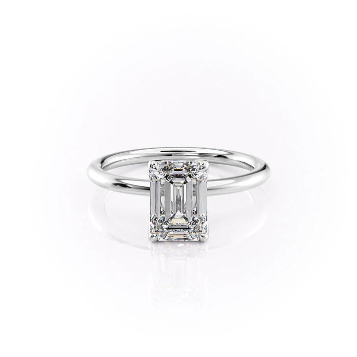The Abby Set With Emerald Solitaire Lab Diamond 1 Carat 14K White#material_white