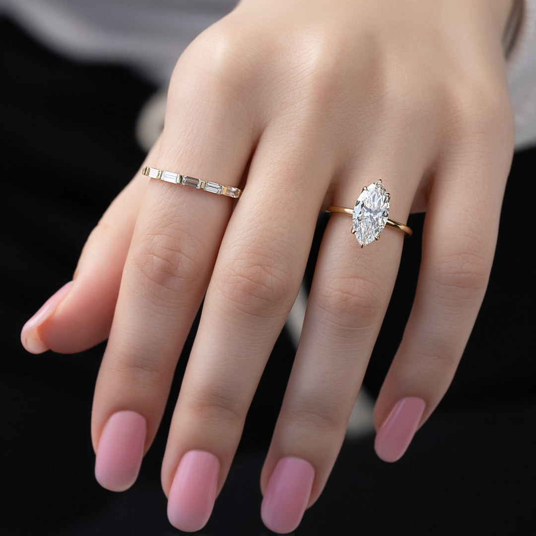 The Abby Set With Marquise Solitaire Lab Diamond 2 Carat 14K Gold#material_14k-gold