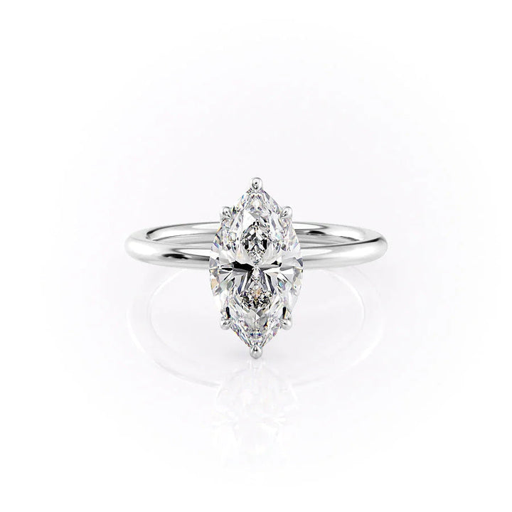 The Abby Set With Marquise Solitaire Lab Diamond 1 Carat 14K White#material_14k-white