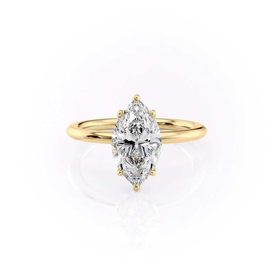 The Abby Set With Marquise Solitaire Lab Diamond 1 Carat 18K Gold#material_18k-gold