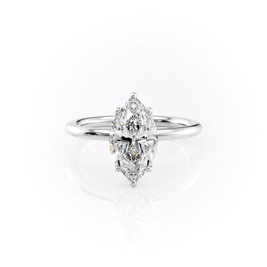 The Abby Set With Marquise Solitaire Lab Diamond 1 Carat 18K White#material_18k-white