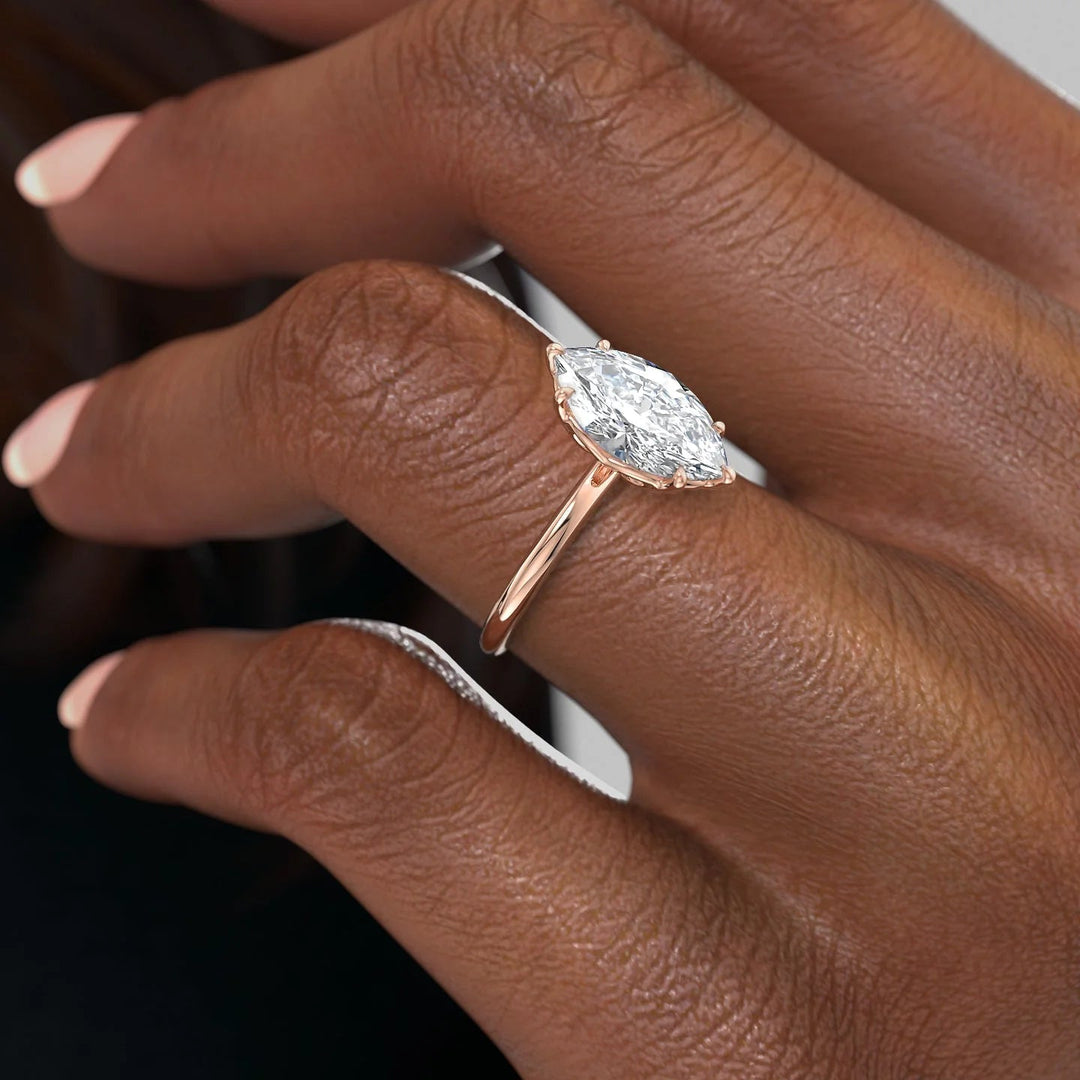 The Abby Marquise Lab Diamond Moissanite Engagement Ring