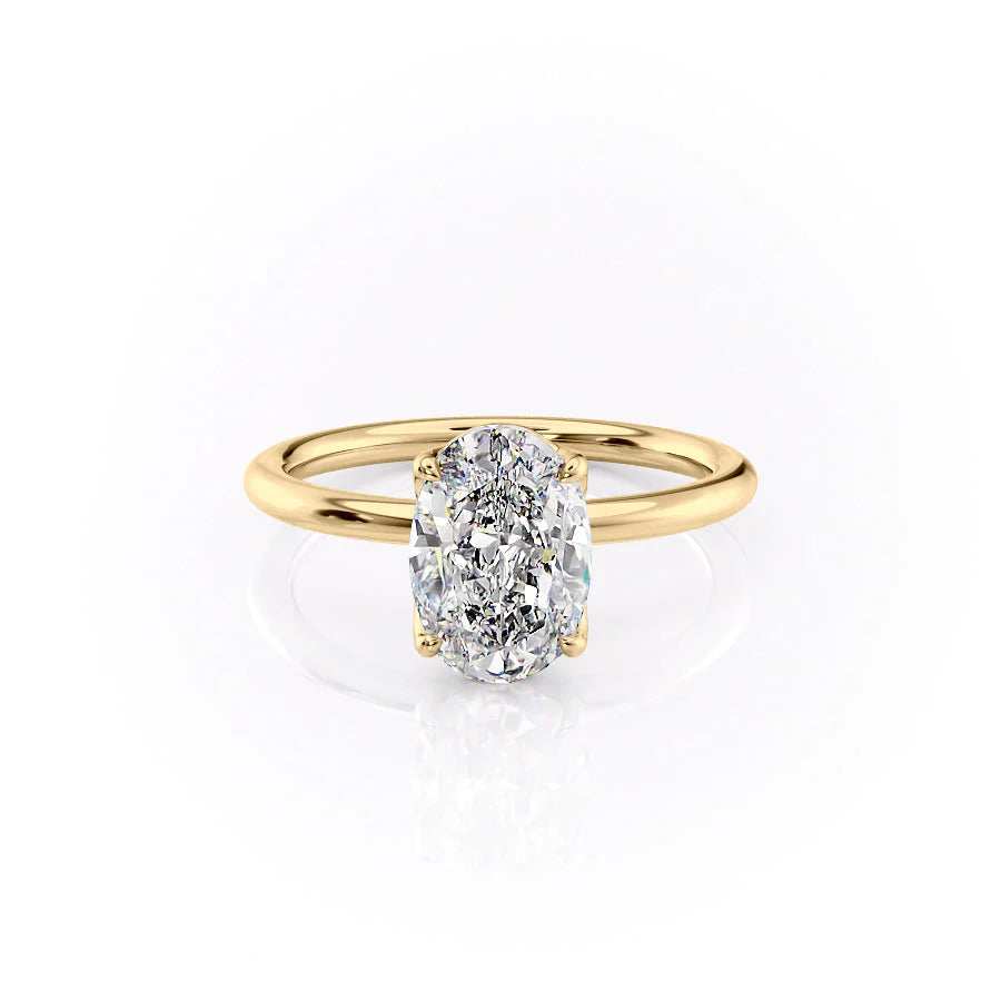 The Abby Set With Oval Solitaire Lab Diamond 1 Carat 14K Gold#material_14k-gold