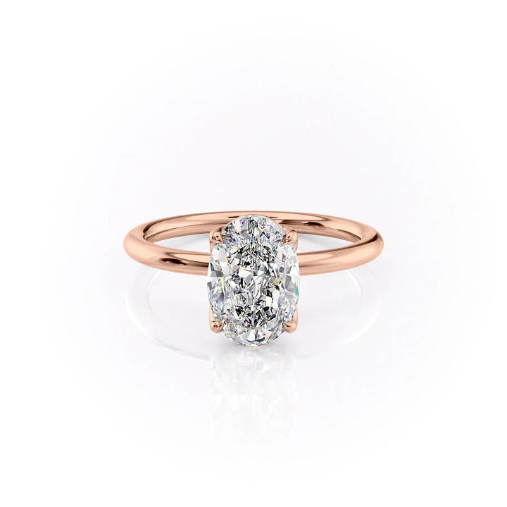 The Abby Set With Oval Solitaire Lab Diamond 1 Carat 14K Rose#material_14k-rose