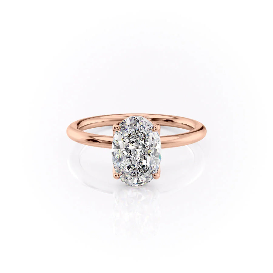 The Abby Set With Oval Solitaire Moissanite#material_14k-rose