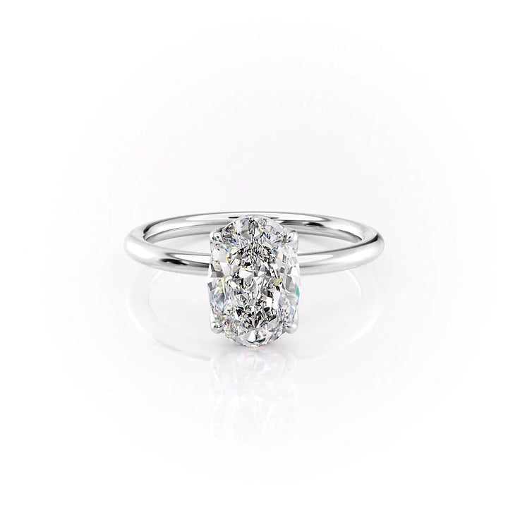 The Abby Set With Oval Solitaire Lab Diamond 1 Carat 14K White#material_14k-white