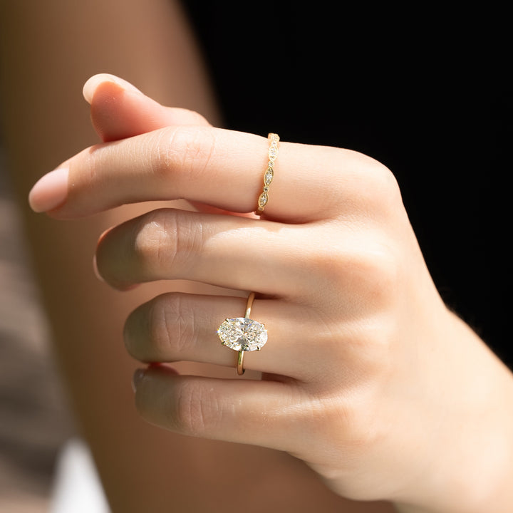 The Abby Oval Lab Diamond Moissanite Engagement Ring *Shown with 2.5 ct #material_gold
