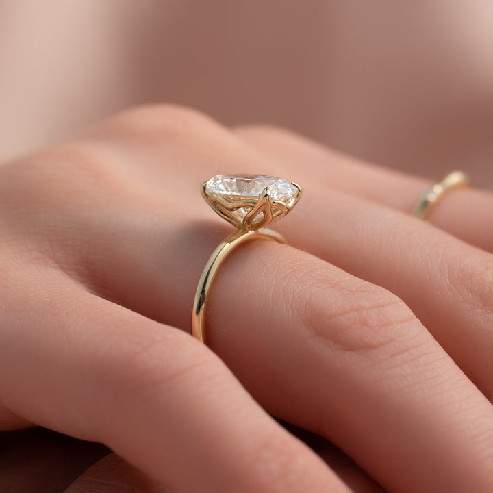 The Abby Oval Lab Diamond Moissanite Engagement Ring *Shown with 3 ct #material_gold
