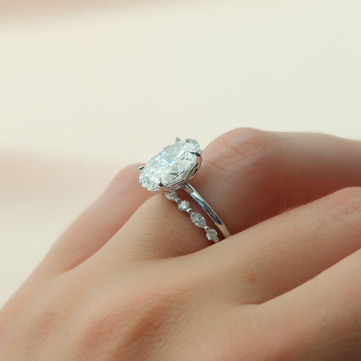 The Abby Oval Lab Diamond Moissanite Engagement Ring *Shown with 4.5 ct #material_white