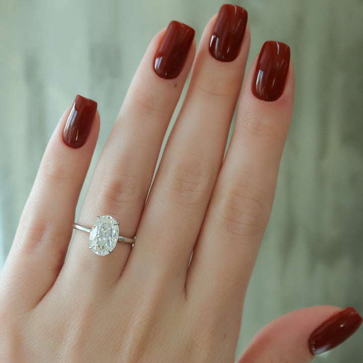 The Abby Oval Lab Diamond Moissanite Engagement Ring *Shown with 3 ct #material_white
