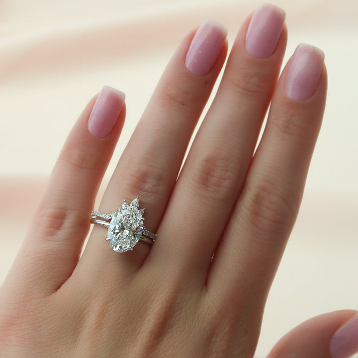 The Abby Oval Lab Diamond Moissanite Engagement Ring *Shown with 4.5 ct #material_white