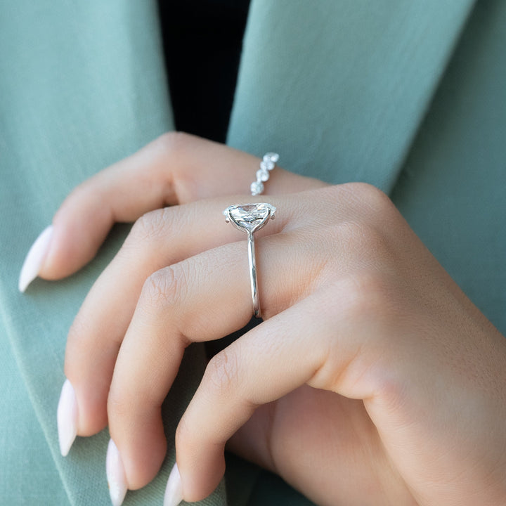 The Abby Oval Lab Diamond Moissanite Engagement Ring *Shown with 3.5 ct #material_white