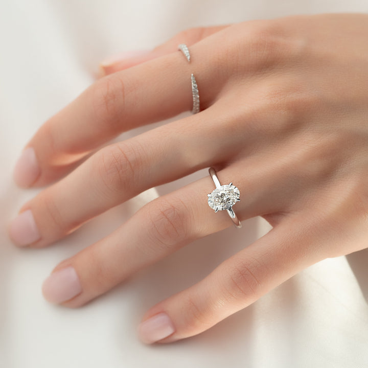 The Abby Oval Lab Diamond Moissanite Engagement Ring *Shown with 1.5 ct #material_white