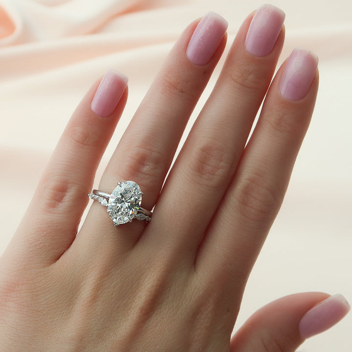 The Abby Oval Lab Diamond Moissanite Engagement Ring *Shown with 4.5 ct #material_white
