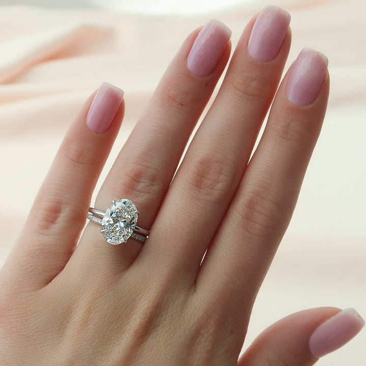 The Abby Oval Lab Diamond Moissanite Engagement Ring *Shown with 4.5 ct #material_white