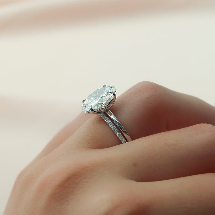 The Abby Oval Lab Diamond Moissanite Engagement Ring *Shown with 4.5 ct #material_white