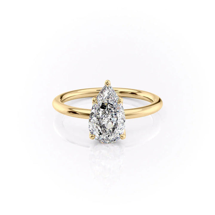 The Abby Set With Pear Solitaire Lab Diamond 1 Carat 14K Gold#material_14k-gold