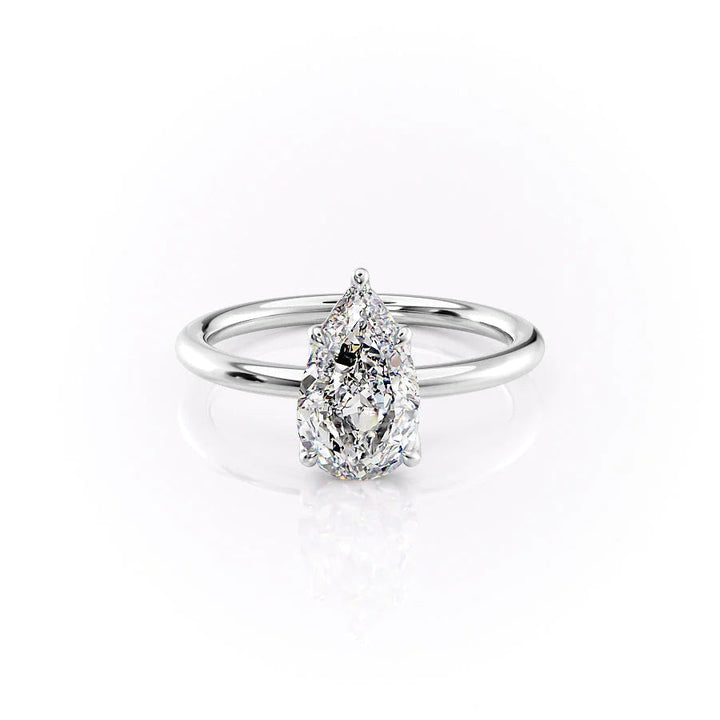 The Abby Set With Pear Solitaire Lab Diamond 1 Carat 14K White#material_14k-white