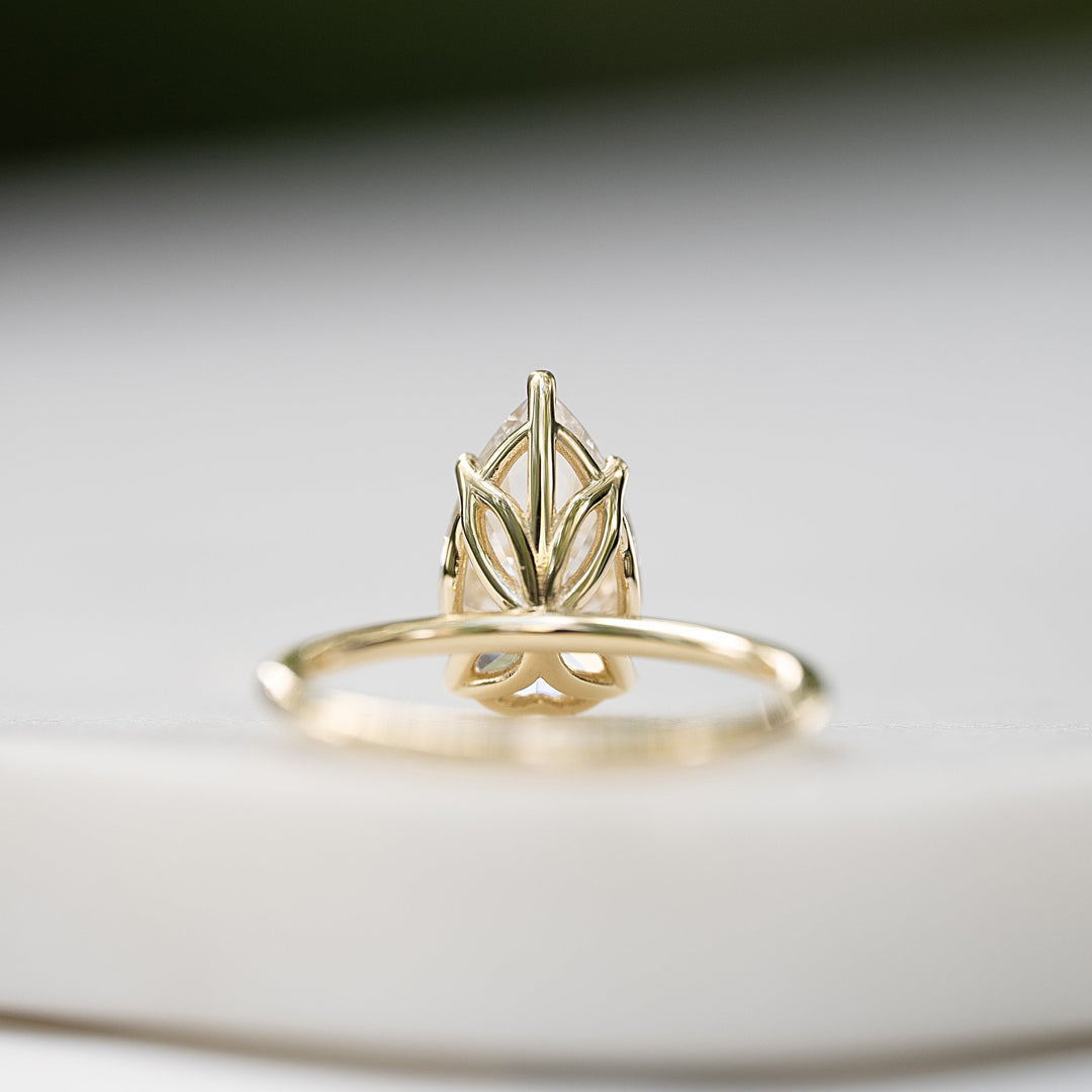 The Abby Pear Lab Diamond Moissanite Engagement Ring