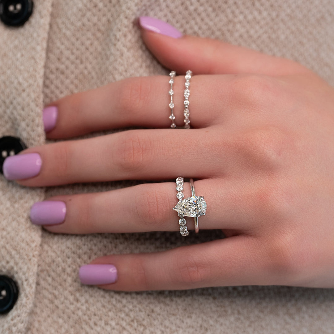The Abby Pear Lab Diamond Moissanite Engagement Ring