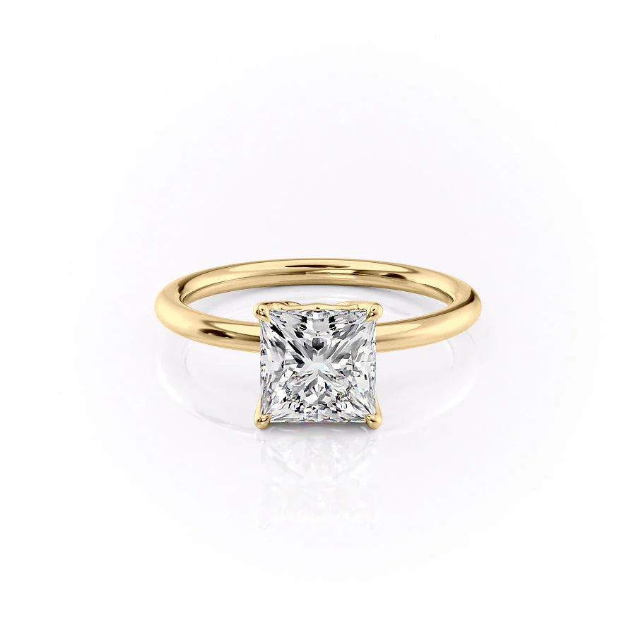 The Abby Set With Princess Solitaire Lab Diamond 1 Carat 14K Gold#material_14k-gold