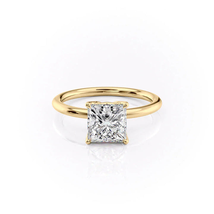 The Abby Set With Princess Solitaire Moissanite#material_14k-gold