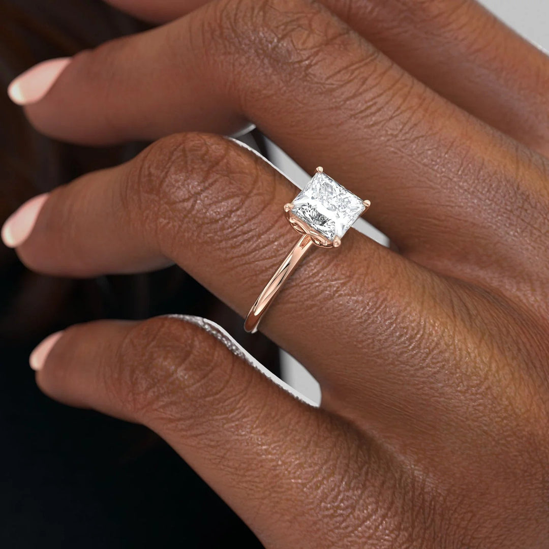 The Abby Set With Princess Solitaire Moissanite#material_14k-rose