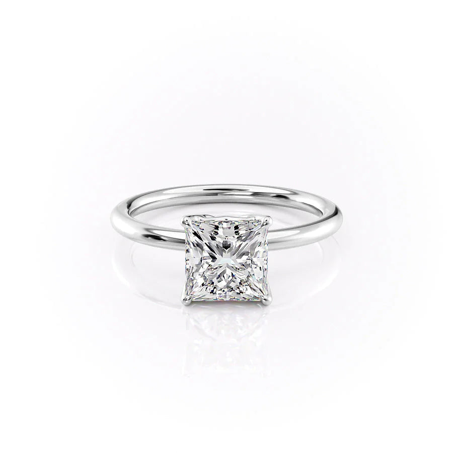 The Abby Set With Princess Solitaire Lab Diamond 1 Carat 14K White#material_14k-white