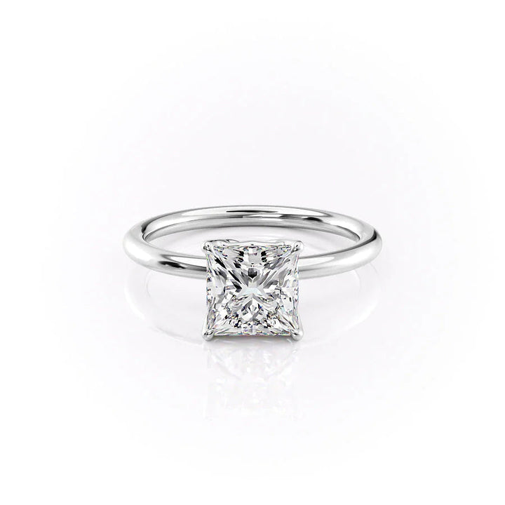 The Abby Set With Princess Solitaire Lab Diamond 1 Carat 14K White#material_14k-white