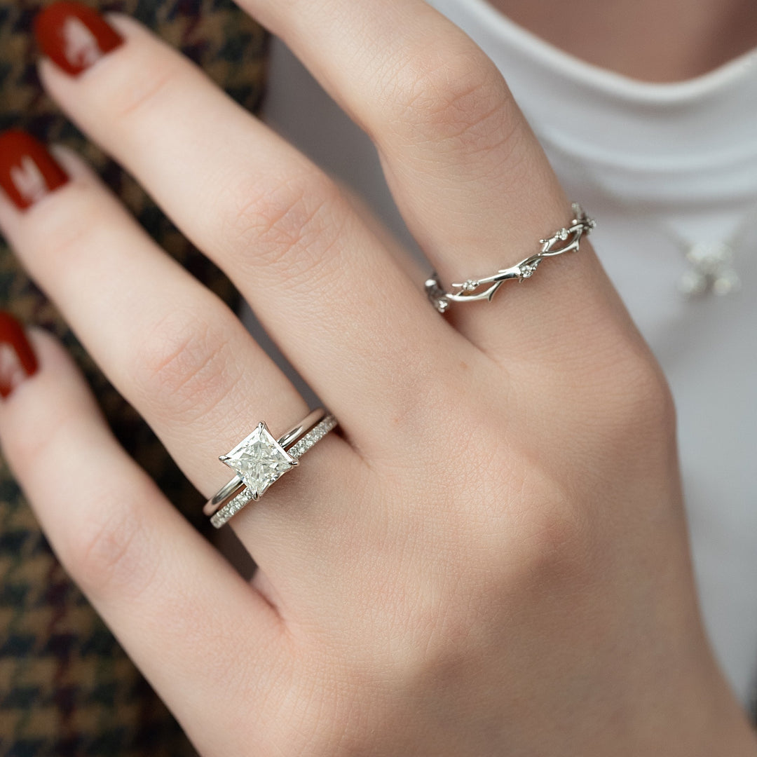 The Abby Set With Princess Solitaire Moissanite#material_14k-white